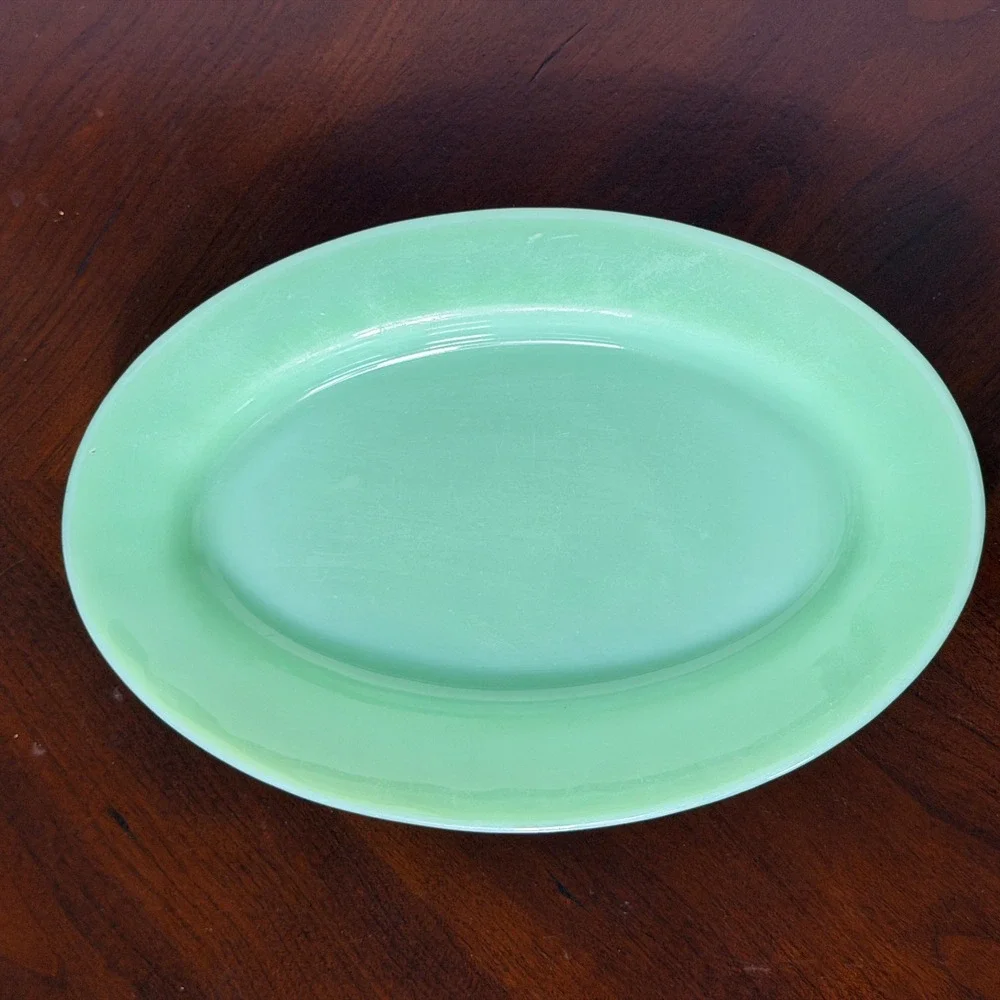 Vintage Fire-King Jadite Oval Serving Platter 9